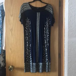 NWOT Lucky Brand blue/oatmeal colored floral dress